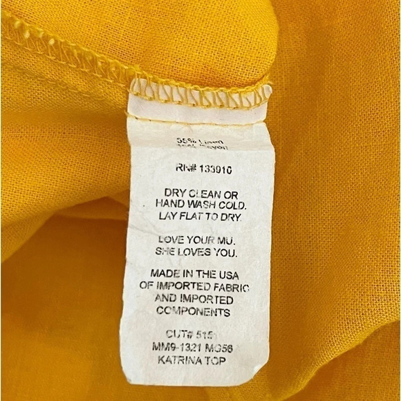 Show Me Your Mumu Katrina Top Size Large Linen Blend Canary Yellow Front Slit - Picture 8 of 8